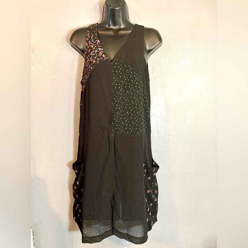 Leith black lightweight sleeveless patchwork dress